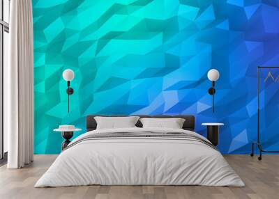 Polygon background two color  light  blue and blue. Wall mural