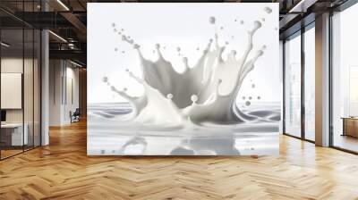 Pure Milk Splash, Creative Milk Explosion, Refreshing Milk Wave Wall mural