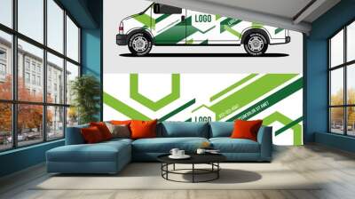 car livery green van wrap design wrapping sticker and decal design for corporate company branding vector Wall mural