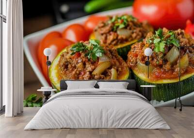 Arabic Cuisine; Middle Eastern stuffed zucchini or 