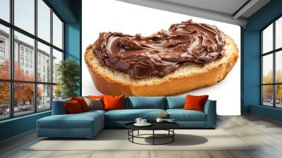 Bread with chocolate cream isolated on white background - generative ai Wall mural