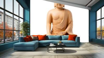 buddha statue isolated over white with clipping path and copy space - generative ai Wall mural