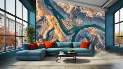 Colorado River, Lake Powell and Trachyte Canyon looking down aerial view from above , eye view Colorado River, Utah, USA - generative ai Wall mural