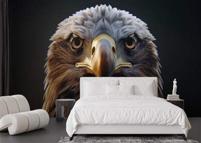 eagle portrait on black background, highly detailed - generative ai Wall mural