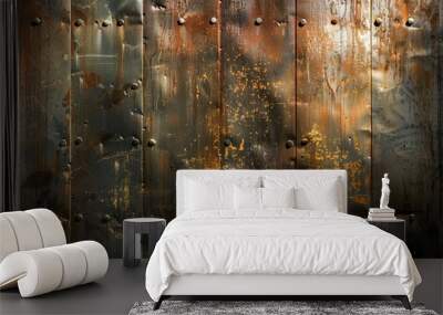 Grunge metal background, rusty steel texture - generative ai Wall mural