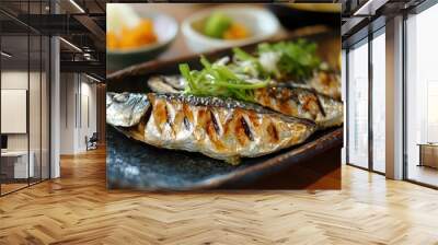 Japanese food : Grilled horse mackerel set meal - generative ai Wall mural