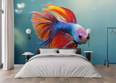 Multi color Siamese fighting fish - generative ai Wall mural