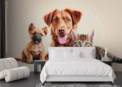 National Pet Day Poster design, realistic, HD, copy space - generative ai Wall mural