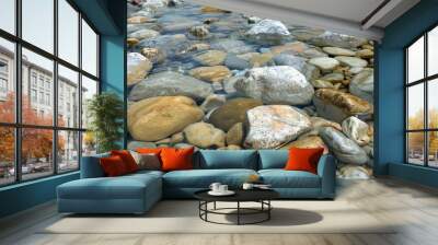 natural stone that is often found in rivers - generative ai Wall mural