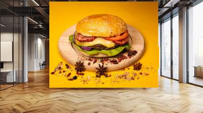 Burger, cheeseburger, hamburger, fast food Wall mural