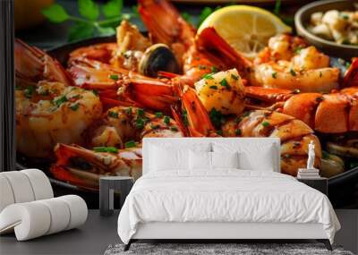 cooked shrimp with lemon Wall mural