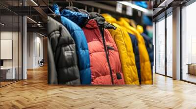 Stores selling jackets for fall and winter Wall mural