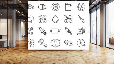 Collection of auto service icons, machine, garage, workshop, vehicle, car, vector icons editable stroke and resizable EPS 10. Wall mural