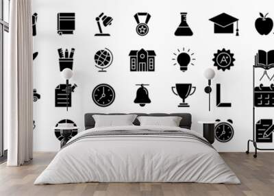 Vector collection of school icons.
Study, student, ranking, school tools.
Editable and resizable EPS 10 template. Wall mural