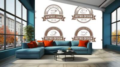 Vector graphic of vintage retro coffee | coffee label stamp logo design Wall mural