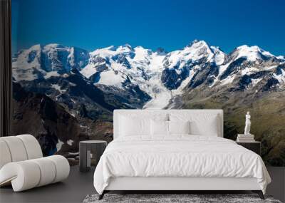 Piz Bernina and Morteratsch Glacier, Engadin, Switzerland Wall mural