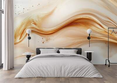 A luxurious close-up of swirling liquid gold and creamy marble textures, blending seamlessly to create an elegant and rich visual, perfect for high-end product designs, luxury branding, or interior de Wall mural