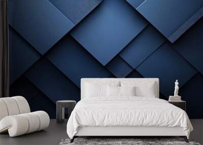 Abstract geometric pattern with overlapping blue metallic panels Wall mural