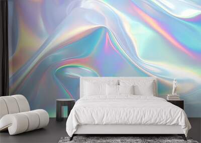 Abstract trendy holographic background. Real texture in pale violet, pink and mint colors with scratches and irregularities Wall mural