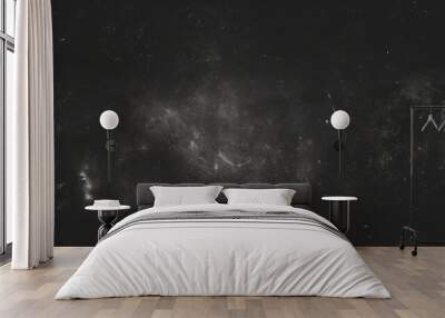 black and white  grungy, blurry smoky sky with a silver star overlay..Dust Dirt Particles Salt Snow Powder Spray. Authentic Black Rough Grunge Distressed Overlay Texture Surface. particles in space Wall mural