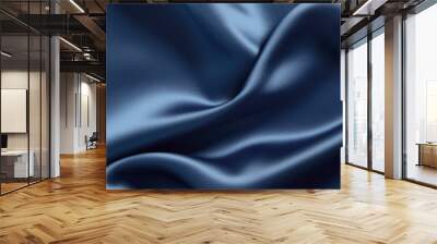 blue velvet fabric texture background, dark  blue cloth material for fashion design, blue silk satin, Wall mural