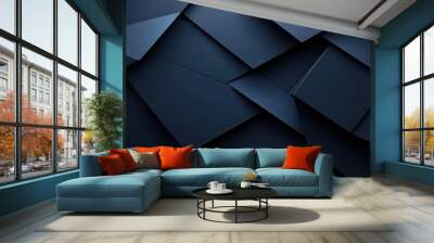 Dark Abstract Geometric Polygonal Shapes with Blue Texture Lighting Wall mural