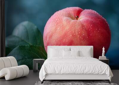 fresh red apple with water drops, Peach, organic food, healthy diet,  Wall mural