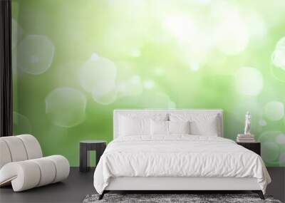 green spring background with light green blur background ,green leaves  banner Wall mural