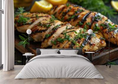 Grilled Chicken Breast with Thyme and Lemon Wall mural