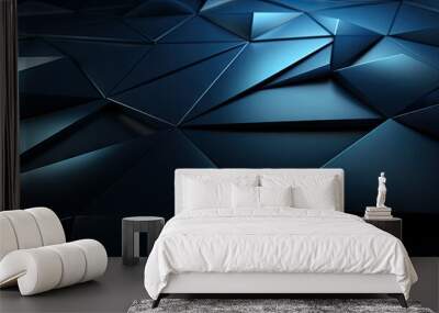 Modern black blue abstract background. Minimal. Color gradient. Dark. Web banner. Geometric shape. 3d effect. Lines stripes triangles. Design. Futuristic. Cut paper or metal effect. Luxury. Premium. Wall mural