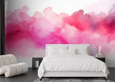 pink watercolor texture background, pink smoke cloud wave painting, pink splash art ink paint banner,	
 Wall mural