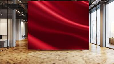 Red  cloth texture background, red silk satin fabric, dark red color,Red luxury silk textile material background,a sumptuous burgundy silk texture Wall mural