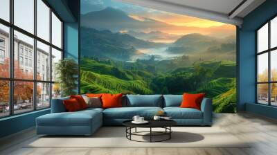 Sunrise over Rice Terraces Wall mural