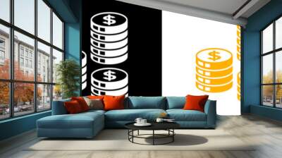 Money coin stack icon vector. Coin stack symbol. Vector illustration Wall mural