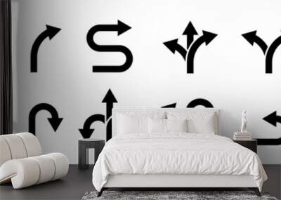 way direction arrow sign. three arrow, way sign, road direction icon vector. three-way direction arrow sign. Way vector icon illustration. decision icon Wall mural