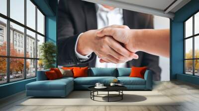 Business team shaking hands during a meeting Planning Strategy Analysis Concept Wall mural