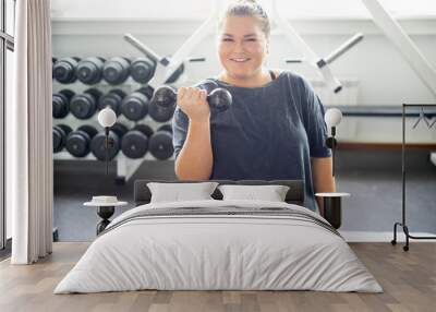 Fat girl in a gym Wall mural