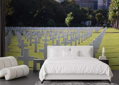 American gravestones for world war two at manila american cemetery memorial on March 30, 2024 Wall mural