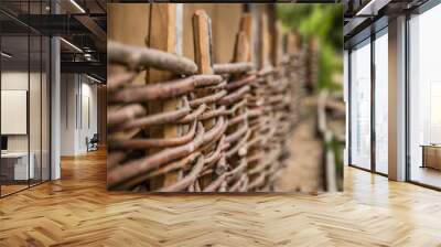 wooden fence in a village Wall mural