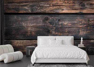 Captivating texture of charred wooden planks with a rich dark patina and distinct wood grain Wall mural