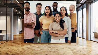 Dont you wish you were a part of this team. Cropped portrait of a diverse group businesspeople standing together after a successful discussion in the office. Wall mural