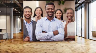 Every day is an opportunity to do better. a team of businesspeople together in their office with their arms crossed. Wall mural