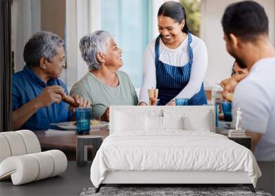 Thank you, sweetheart. Shot of a happy family having lunch together at home. Wall mural