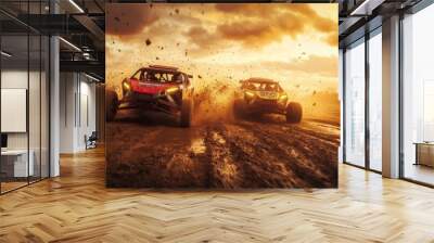 Off-Road Racing at Sunset Wall mural