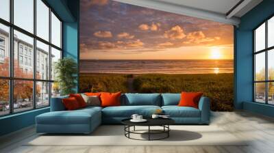 Golden hour sunset on the Oregon Coast Wall mural