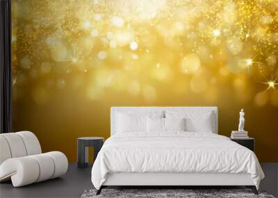 abstract blur soft gradient gold color background with star glittering light for show promote and advertisee product and content in merry christmas and happy new year season collection concept Wall mural