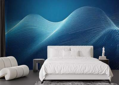 digital technology blue rhythm wavy line abstract graphic poster web page ppt background with generative Wall mural