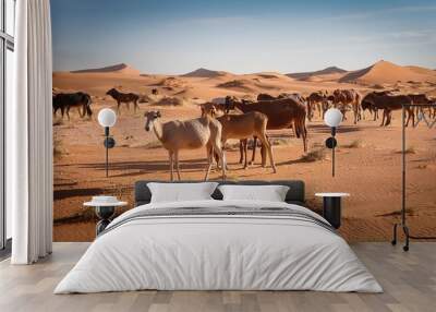 livestock in boutilimit mauritania sahara desert west africa Wall mural