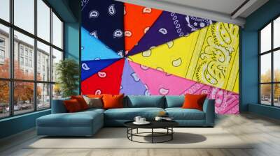 Background from many multi-colored bandanas Wall mural