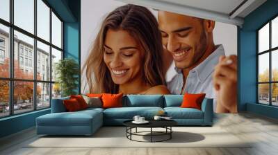 Dance of Two Lovers: Portrait of Young Man and Woman Wall mural